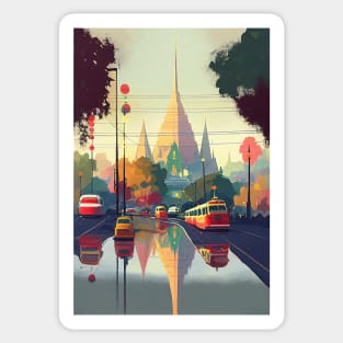 Bangkong City Watercolor Beautiful Scenary Sticker